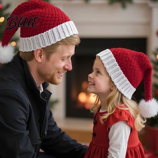 Holiday Party Supplies for Men Women Children Santa Hat Red Knitted Christmas Hat Kids Adults Soft Classic White Hats Winter Xmas with Pompom