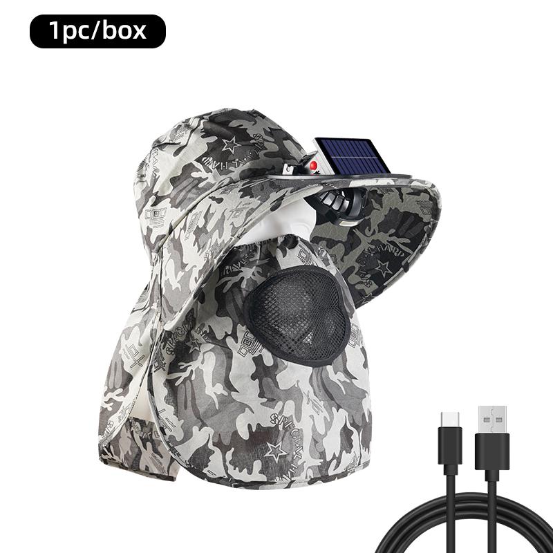 

Solar powered fan cap, high wind power, summer outdoor, cross-border, large brim, UV fishing, sun visor, hiking cap
