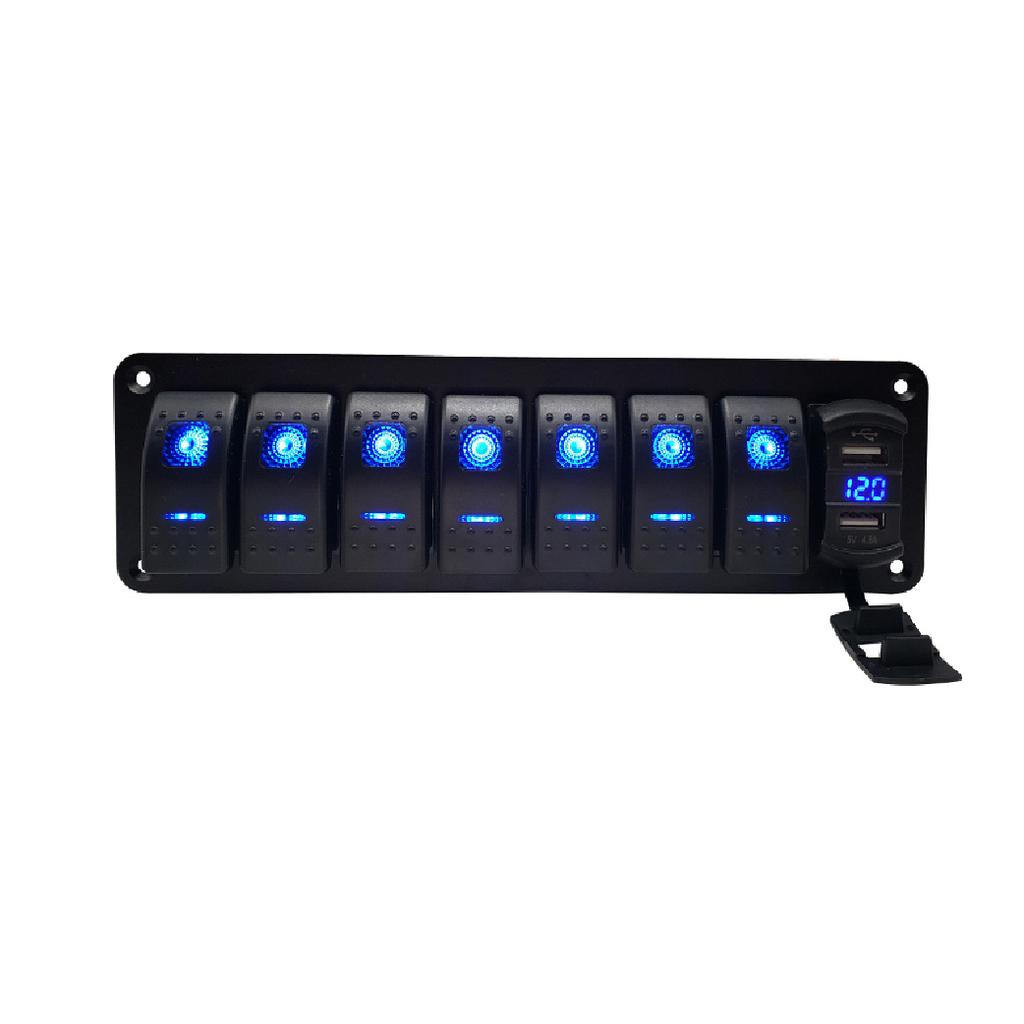 Marine Boat Rocker Switch Panel 8 Gang LED Rocker Switch Panel Kit 12V/24V Circuit Breaker Dual USB Slots light Battery Switches5