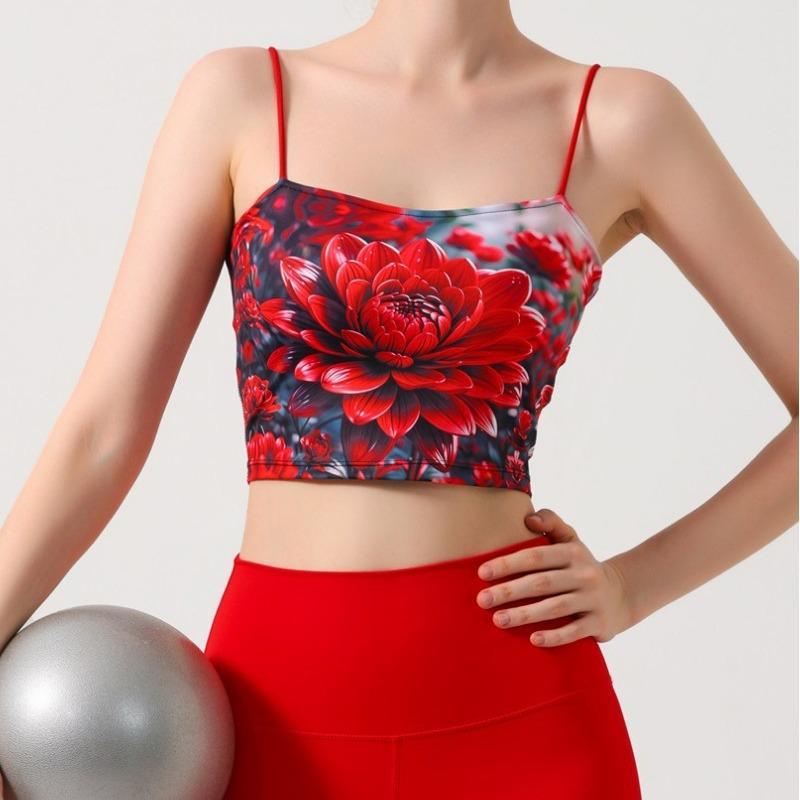 Women's Fashion Printed Yoga Vest with Padded Sports Bra - Shockproof, Quick-Drying, and Breathable Fitness Wear
