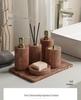 DecoTalk Wabi-sabi Red Travertine Bathroom Washbasin Set with Aromatherapy Tissue Box Tray