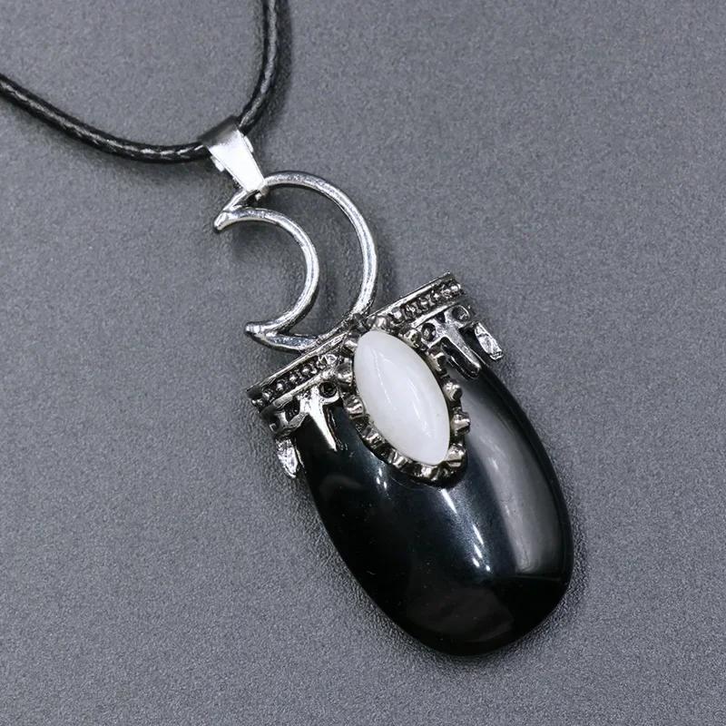 Natural Stone Crystal Quartz Amethyst Necklace Natural Stone Wall Hanging Moon Stone Pendant Necklace for Women Party Jewelry
