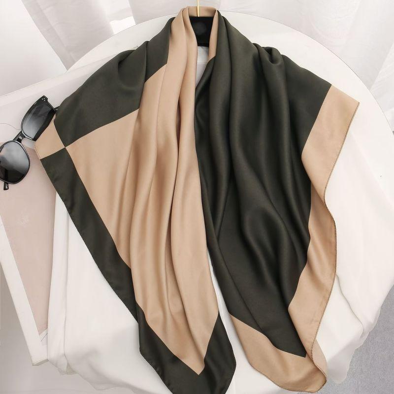 Versatile Shawl Animal Print Black And White Simple Large Square Scarf 90 * 90Cm Simulated Silk Twill Silk Women'S Silk Scarf