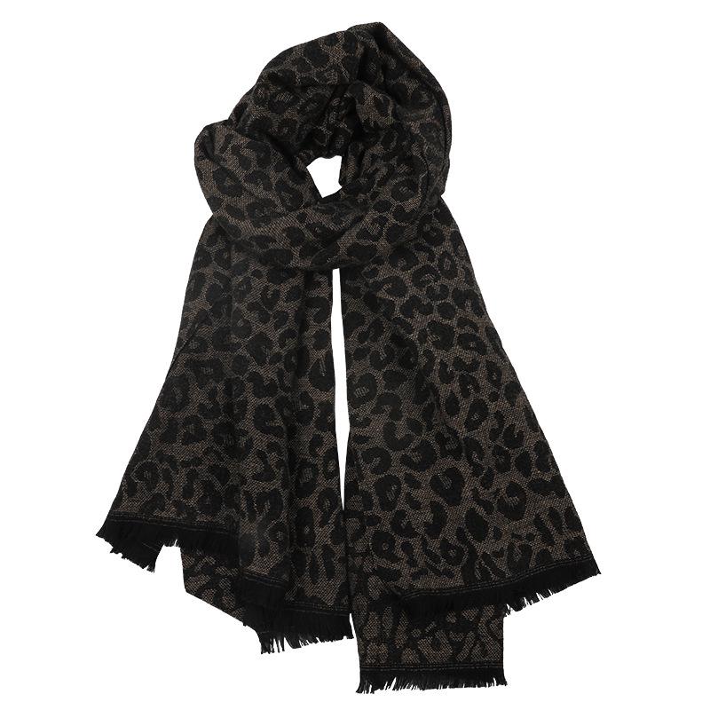 250g Jacquard Leopard Print Cashmere Scarf - Luxurious, Warm, and Versatile Women's Shawl for Autumn/Winter