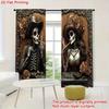 British Skull Pattern Printed Curtains Window Decorations Home Room Curtain Set Of 2 Made Polyester Washable