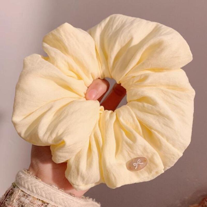 

Women Hair Rope Trendy Puff Hair Bundles Solid Yellow White Scrunchies Oversized Hair Ties Ropes Sweet Soft Elastic Hair Bands жовтий