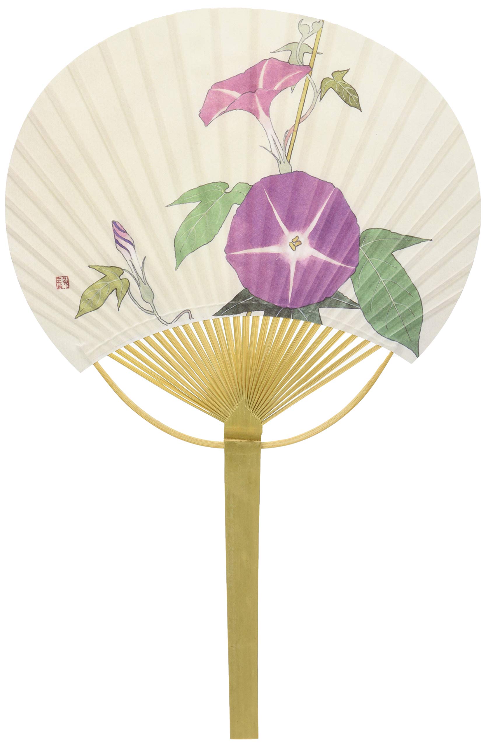 

Сикоку Утива Белый с Ипомеей и Плоским Бамбуком 23 x Веер, Узор, Большой, Прибл.. 36,5 см бежевый