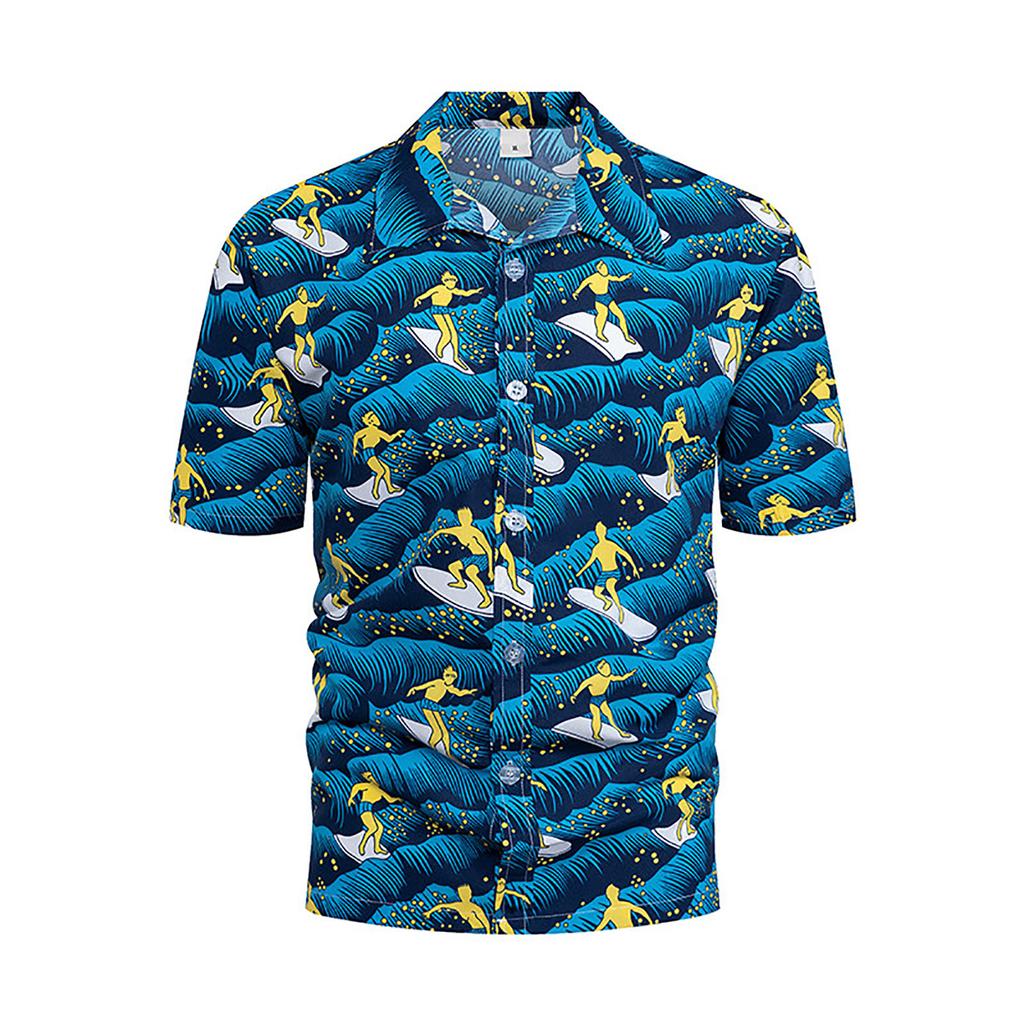 Camicie hawaiane floreali da uomo Camicie da spiaggia abbottonate a maniche corte