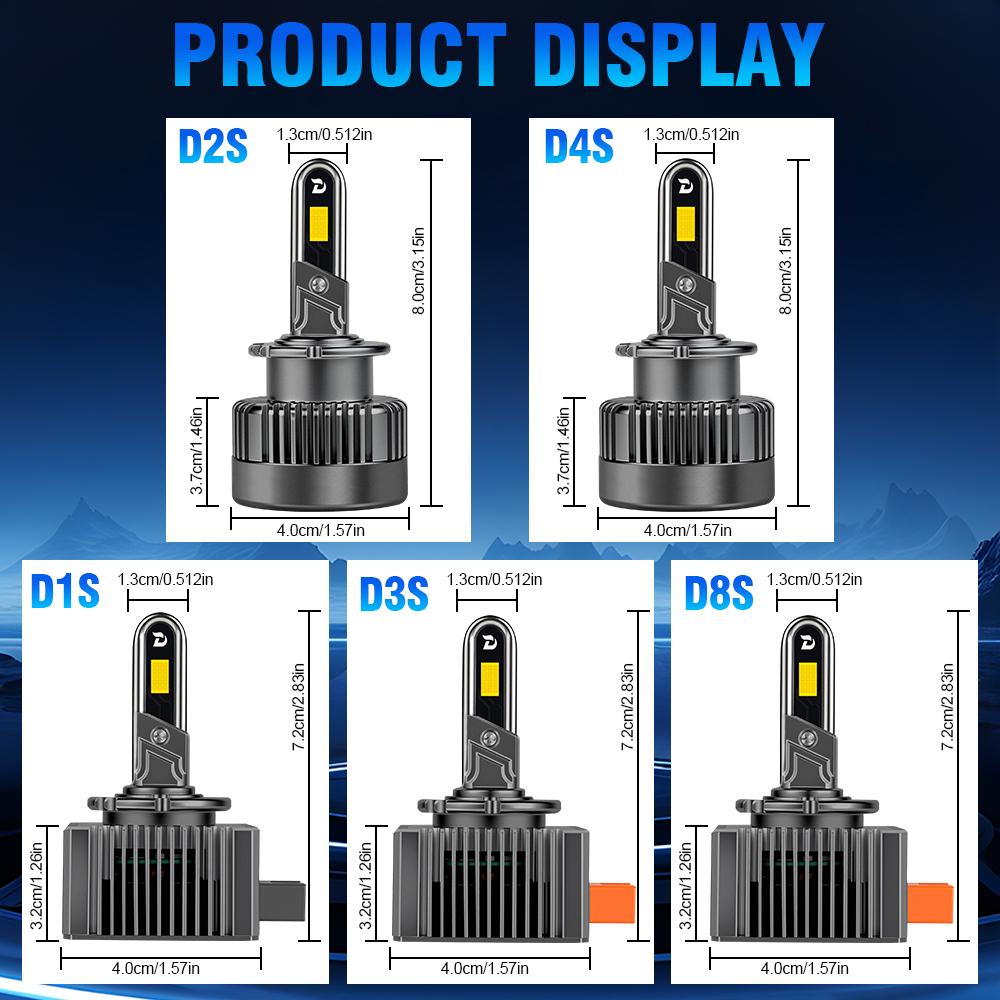 Canbus No Error New LED Headlight D2S D2R D4S D4R 20000LM 200W High Power Lamps with Cooling Fan CSP Chip Auto Lights