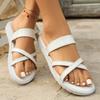 Fashion Summer New Sandals Fashion Round Head Open Toe Cross Thin with Soft Soles Anti-slip Wear-resistant Flat Shoes