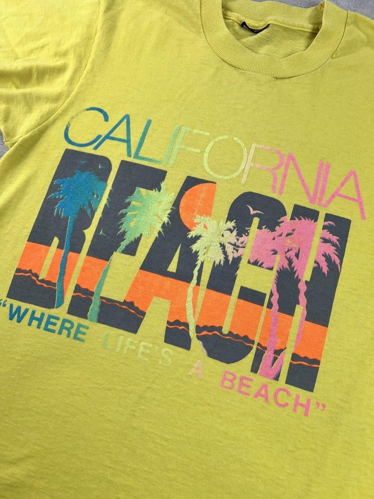 Vintage 90s California Beach Shirt Mens Medium Single Stitch Palm Trees LA Unisex T-Shirt XXXL