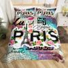 Eiffel Tower Paris France Old Newspaper Style 3D Duvet Cover Bedding Set Comforter Linen Pillowcases Home Decor Single Double