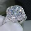 Trendy Micro-Inlaid Zircon Square Diamond Women's Ring - European & Korean Style