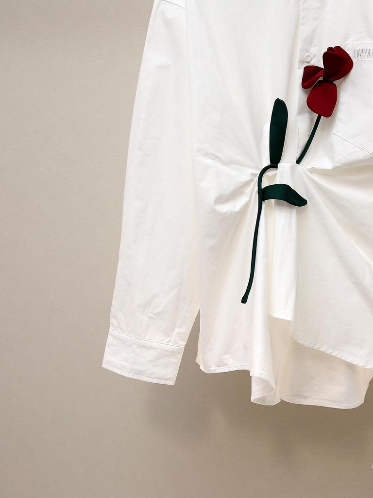 Elegant Autumn Rose Lapel Shirt for Women