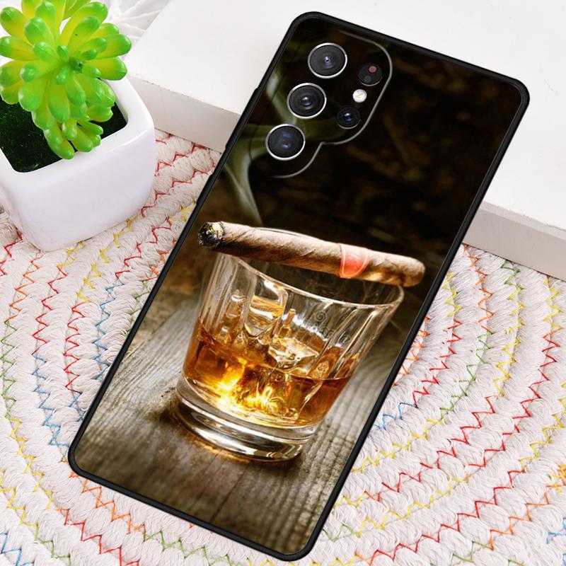 Cigar Whiskey Ice Drink Phone Case for Samsung Galaxy note 10 pro S26 Ultra S23 S24 FE S25 S21 S22 PLUS shockproof Cove