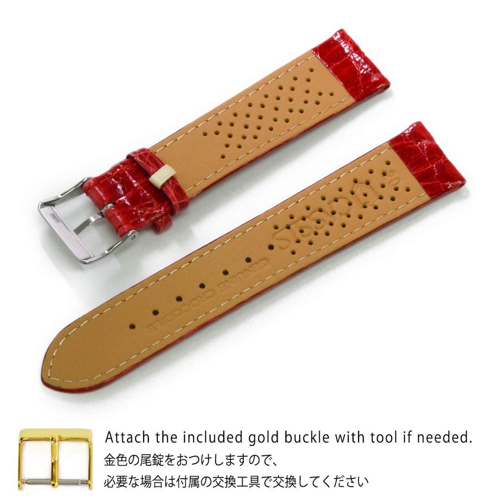 CASSIS Kaiman Uhrenarmband für mit Ersatz U1097052083020 (Krokodil) HEIDENHEIM, 20mm, Rot, Werkzeug,