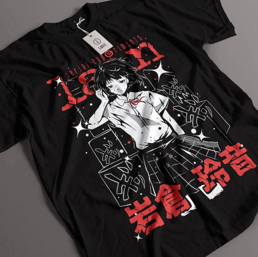 Anime Serial Experiunisexts Lain Black T Shirt Size S 5 Xl S