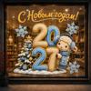 2027 New Year Window Stickers Cute Crochet Sheep Pattern Removable Self Adhesive For Home Shop Holiday Window Decoration