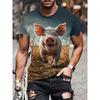 Full Print Men's Funny Pig Graphic T-Shirt Clothes Summer Short Sleeve Round Neck Casual T Shirts Top Men Novelty Animal Tshirts