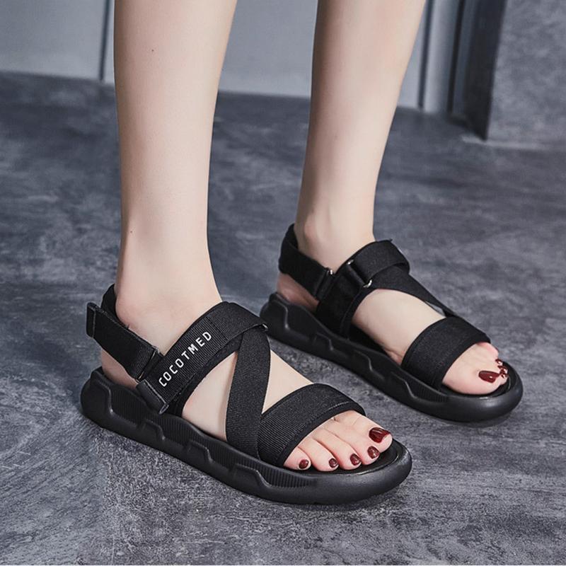 2026 Summer Shoes Women Flat Sandals Non-slip Fashion Brand Ladies Sandals Holiday Black White Shoes