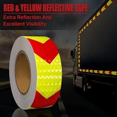 1 Bucată Bandă Reflectorizantă 5cm X3m Mașină Camion Galben Roșu Avertisment Autocolant Reflectorizant