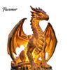 Fantastyczna Rzeźba Ogrodowa ze Światłem Smoka, Solarna Lampa Ogrodowa, Zewnętrzna Gotycka Średniowieczna Statua Lampy, Wodoodporna do Dekoracji Patio Trawiastego Żywicą, Chodnika