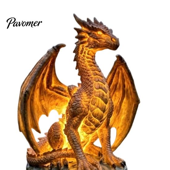 Fantastyczna Rzeźba Ogrodowa ze Światłem Smoka, Solarna Lampa Ogrodowa, Zewnętrzna Gotycka Średniowieczna Statua Lampy, Wodoodporna do Dekoracji Patio Trawiastego Żywicą, Chodnika