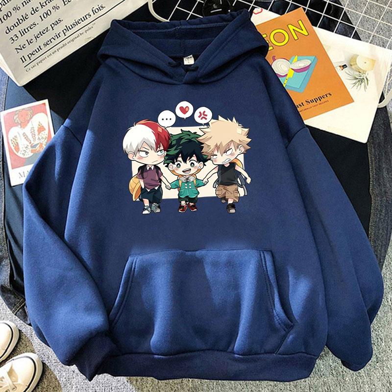 Hot Fashion Hoodies Anime Deku Todoroki Shoto Bakugou Katsuki Cartoon Printing Sweatshirt Unisex Long Sleeve Casual Tops