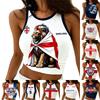 Dames mouwloze crop top Engeland Voetbalstijl Geribbelde tanktop Rugloze design Casual atletische pasvorm Zomerkleding
