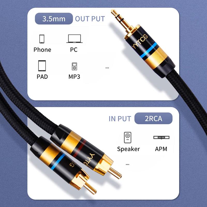 RCA Cable HiFi Stereo 3.5mm to 2RCA Audio Cable for Amplifier Mobile Phone Computer Desktop Audio AUX RCA Jack 3.5 Y SplitterGood product