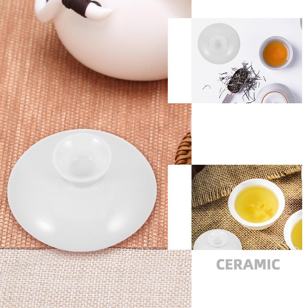 Ceramic Tea Cup Lid 3 Inch Round Universal Fit for Mugs Cups Elegant Replacement Cover for Home Office Tea Room Use