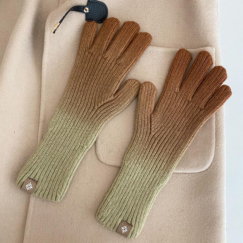 2022 New Knitted Gloves Women Sub-finger Leakage Finger Touch Screen  Wind Winter Warm Ski  Full Finger Gloves Gloves