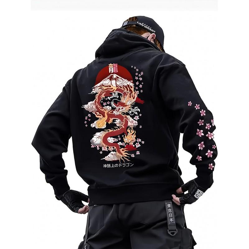 Mens Los Angeles Print Hoodie Casual Loose Fit Long Sleeve Sweatshirt