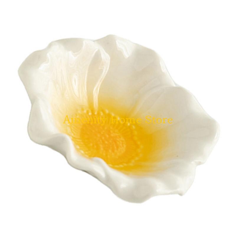 F26C Ceramic Flower Gradient Jewelry Tray for Contemporary Decoration