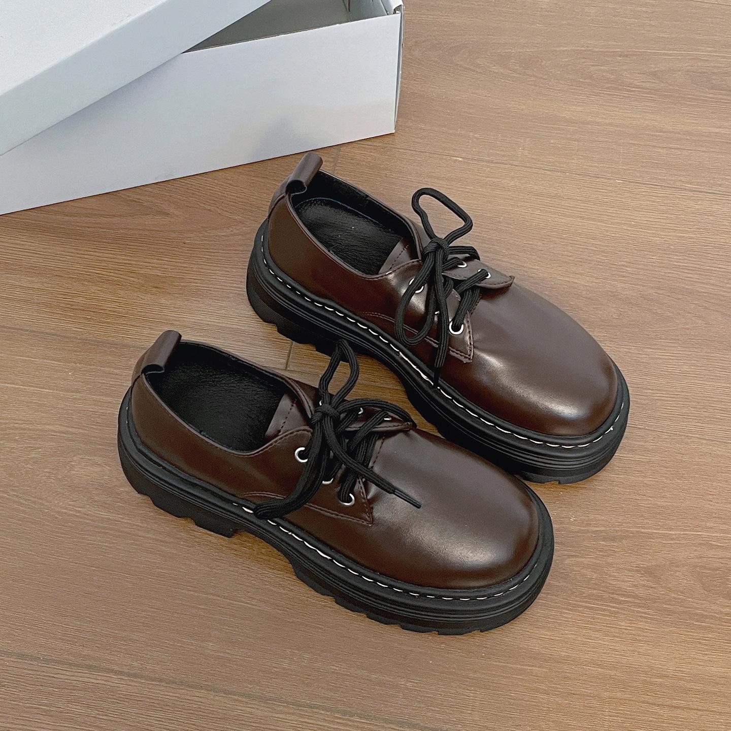 

Популярные коричневые туфли на платформе в британском стиле, женские, 2025, новая летняя универсальная юбка, лоферы на мягкой подошве 40 коричневый