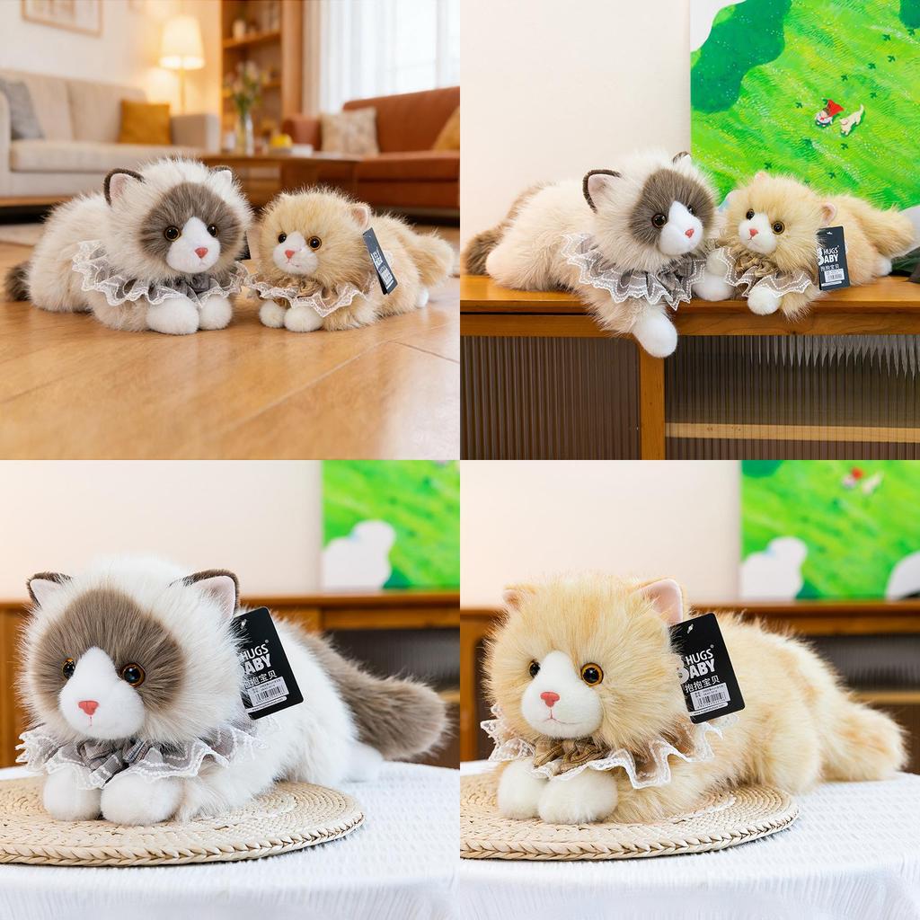 Giocattolo Gatto Ragdoll di Peluche con Suono e Lunga Sciarpa di Peluche per Bambini e Adulti