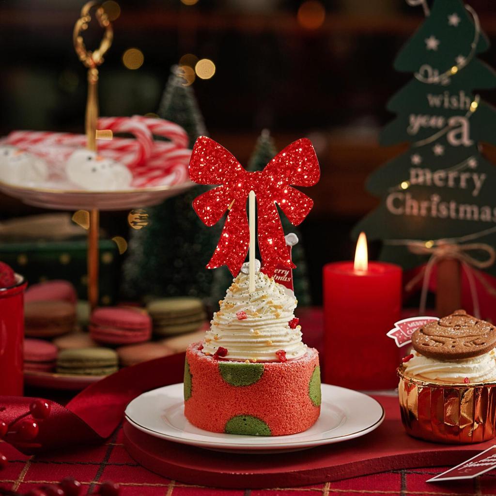 Cupcake Decorations 24 Pieces Decor Christmas Cupcake Toppers Decor For Home Event Family Celebration Party Table Gathering