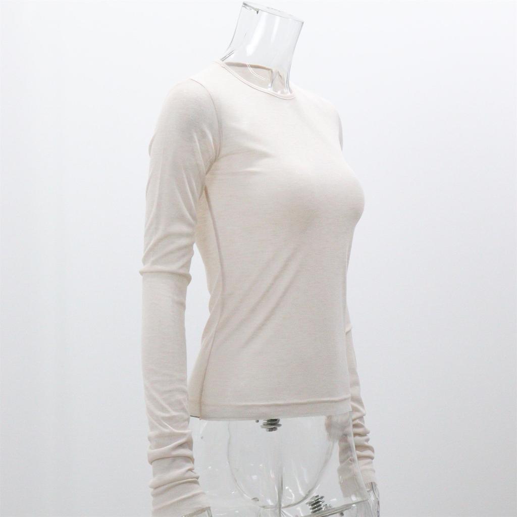 Spring Long Sleeved T-shirt Base Shirt Round Neck Slim Fit Top For Women