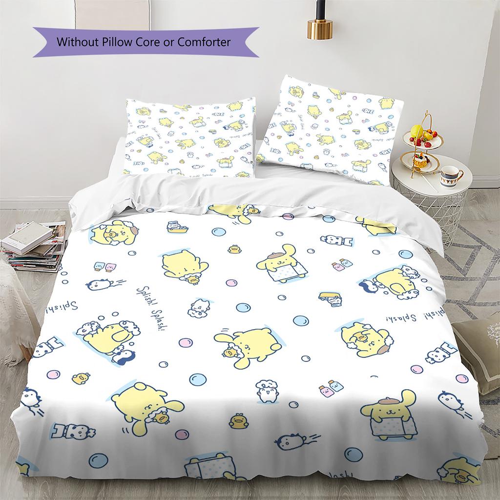Pompompurin Muster Bettwäsche Bettdecke Set Heimdekoration Geschenk (1 Bettbezug + 2 Kissenbezüge (ohne Füllung))