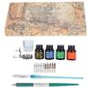Dip Pen Kit 24x13.5x4.3cm Flat Round Nibs with Ink Holder for Writing Drawing Calligraphy(SP249035 Blackish Green ( Rod