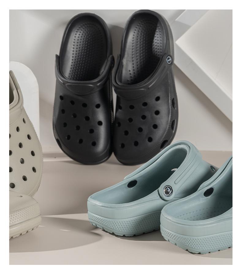 Men's and Women's Summer Garden Sandals - Solid Color Baotou Beach Shoes for Couples