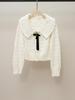 Autumn French Sweet Bow Peter Pan Collar Knitted Top