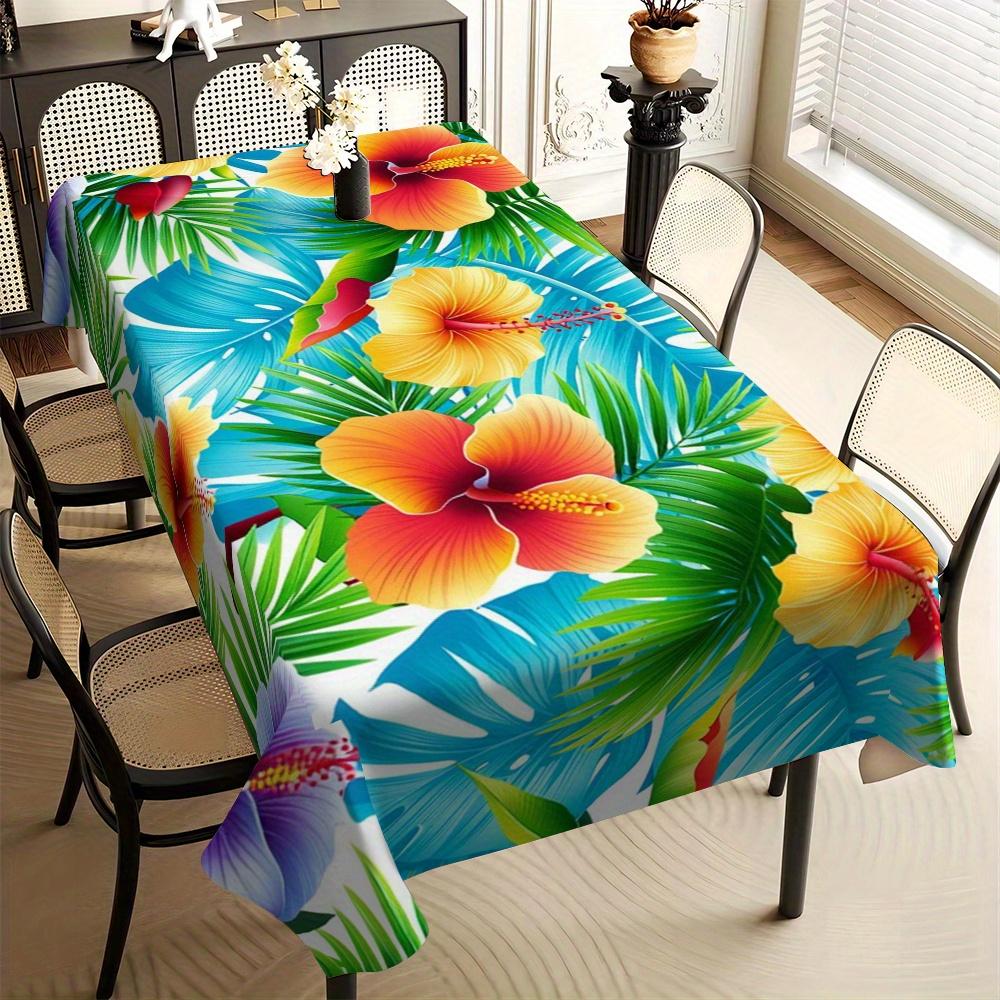 Ronde polyester tafelkleed, bedrukt met felgroene ananas & tropische bladeren. Duurzaam, herbruikbaar en gemakkelijk schoon te maken. Geweldige decoratie voor keuken, eetkamer 140x180cm
