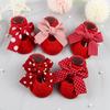 2Pcs/Set Newborn Baby Girl Socks Headband Cute Heart Striped Baby Headband Bow Infant Baby Socks Christmas Baby Shower Gift