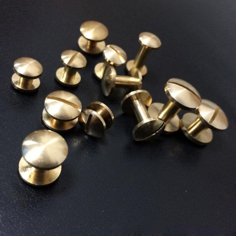 10pcs Craft Belt Wallet Solid Brass Leather Nail Rivets Chicago Screws