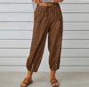 Spring and Summer Loose-fitting High-waist Button Cotton and Linen Pants Nine-point Pants Wide-leg Women's Pants