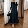 ZANZEA Women Casual V-Neck Loose Sleeveless Straps Long Dress