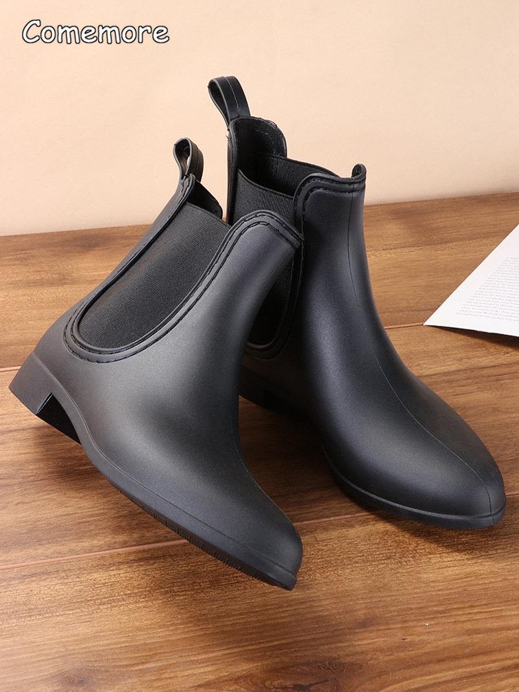 Fashion Comemore Rubber Rain Boots Women Waterproof Galoshes Shoe 2025 Ladies Fashion Apring Shoes Anti-Skid Ankle Boot Botas Femininas