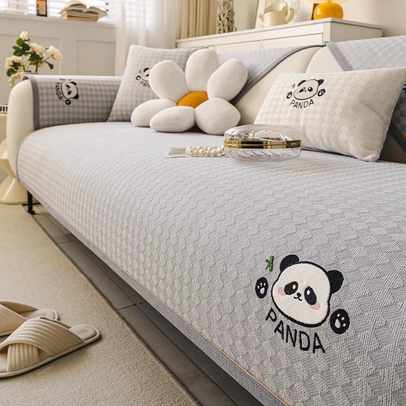 

2025 new chenille sofa cushion four seasons universal cartoon seat cushion fixed non-slip straight row sofa cover cover cloth 30 * 50cm Waist Pillowcase