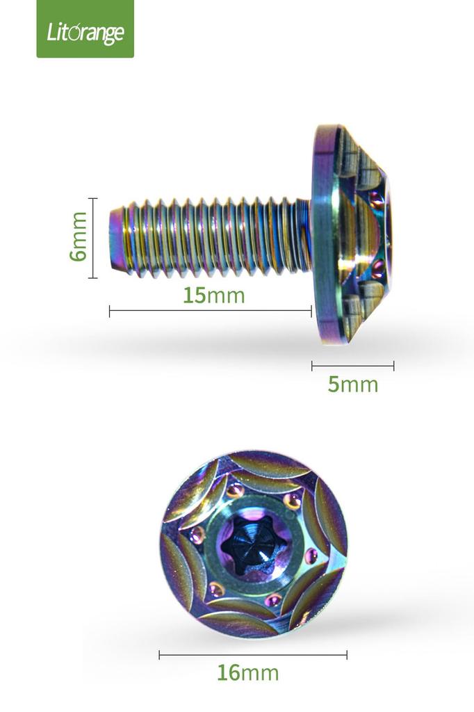 Litorange Titanium Alloy License Plate Bolts with Star Hexagonal Hole Bolts License Frame Titanium